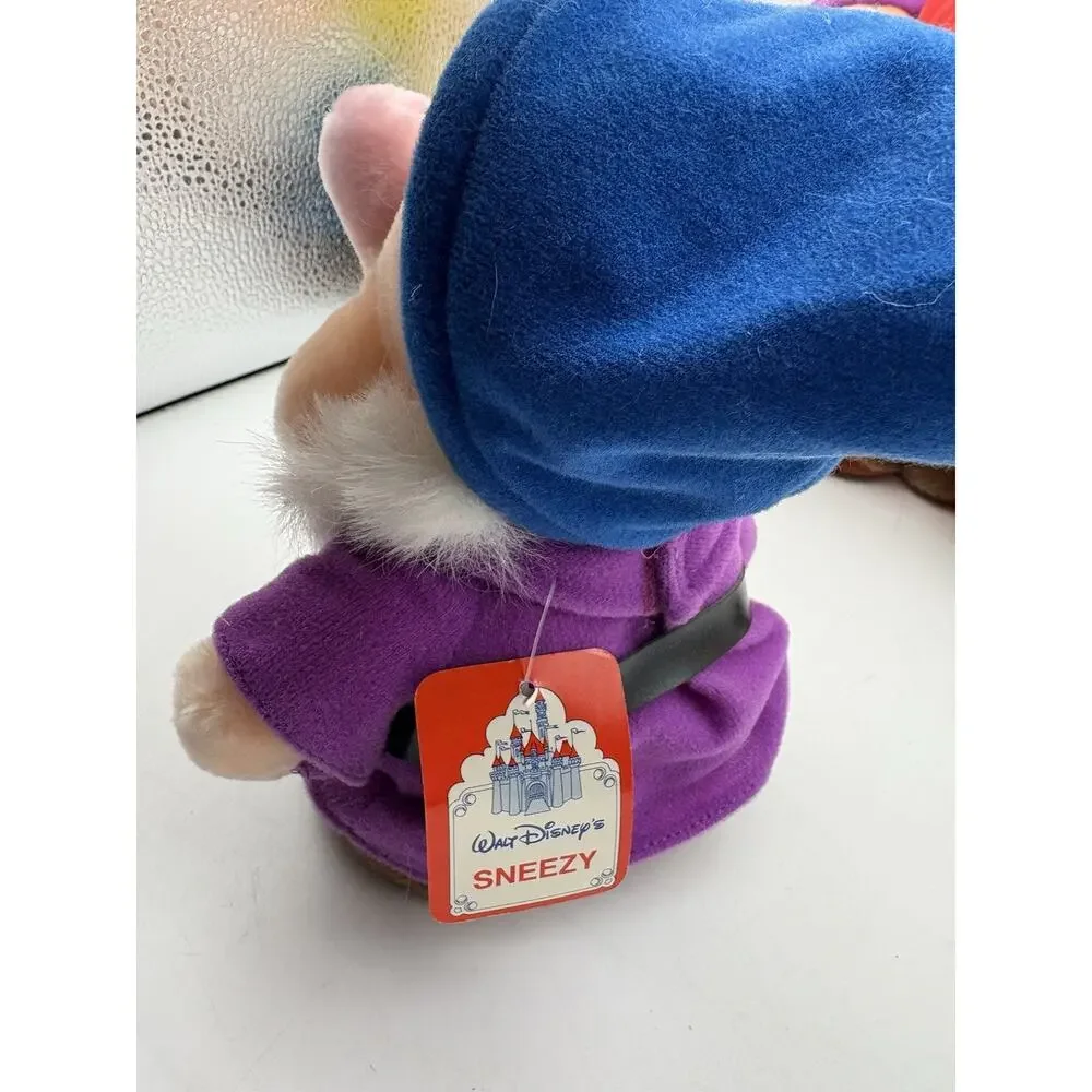 Set of 7 VTG Disneyland Walt Disney World Seven Dwarfs Plush Set 7” All w/ tags